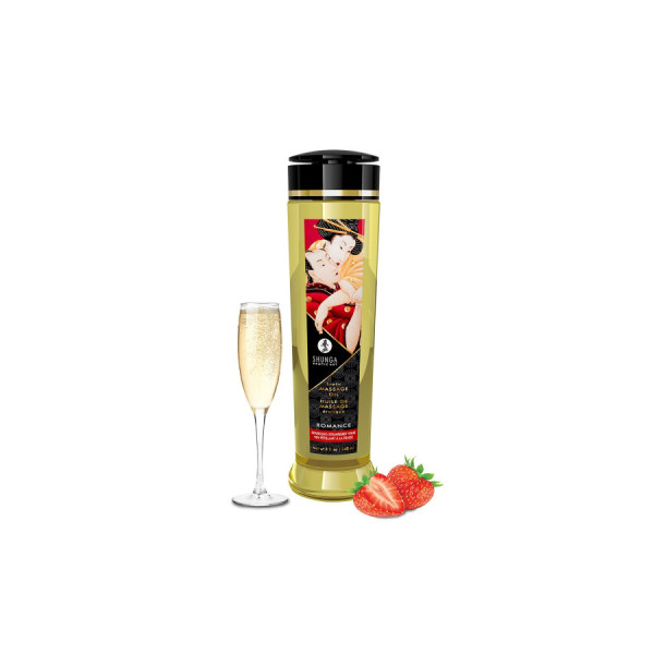 Huile de massage aphrodisiaque fraise vin pétillant 240ml 